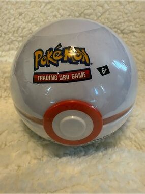 Pokemon TCG Premier Ball Tin White Red Sealed 3 Booster Packs 2 Stickers C25 NWT